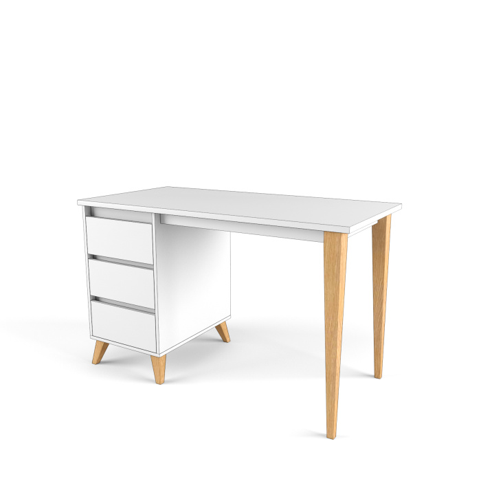 2+2 Стол с тумбой (Цвет корпуса Белый, Цвет фасадов Белый, Форма Опоры Диагональ)