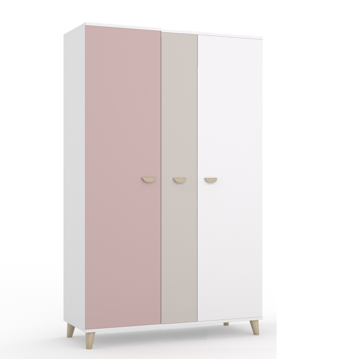 AMELY Шкаф 3-х дверный Ш3.G (БЕЛЫЙ / ВЕЛЮР / ПЕПЕЛЬНАЯ РОЗА)