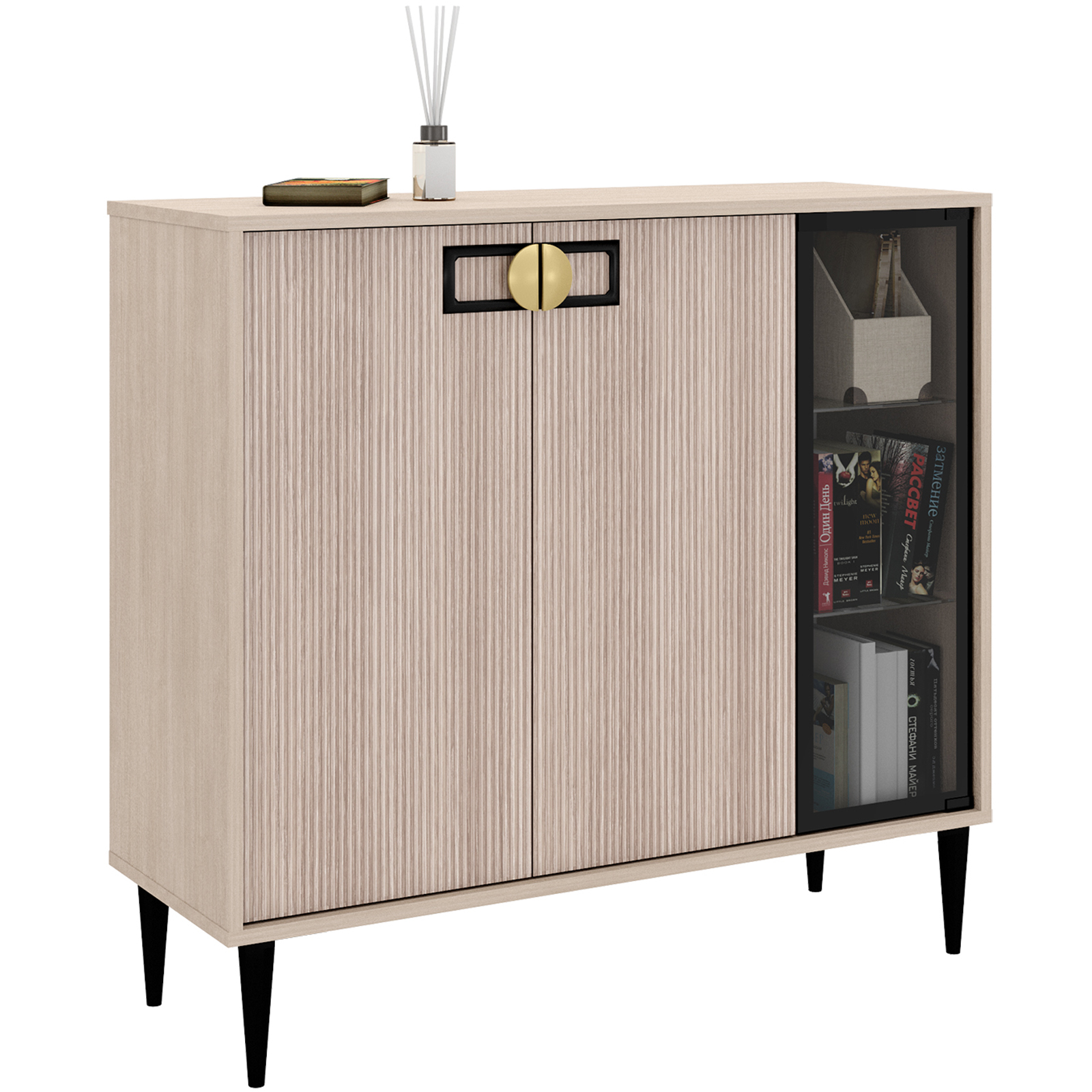 МУЗА № 9.2 Комод со стеклом (Тира/кадена вуд)