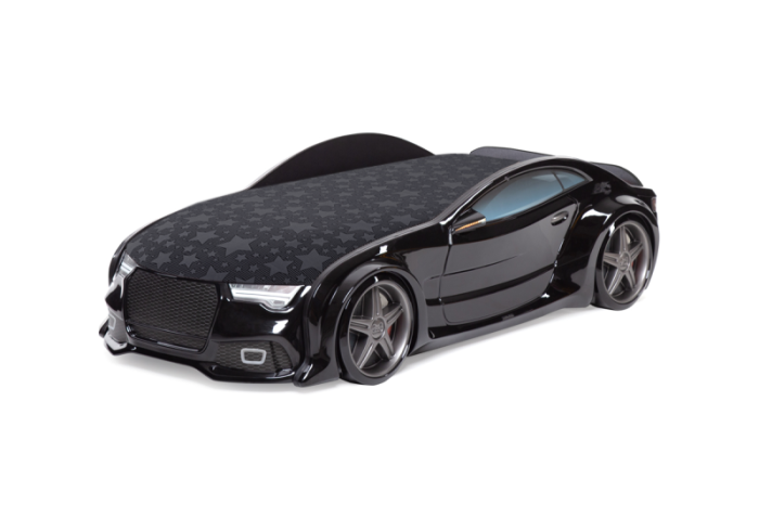 NEO AUDI Детская кровать машина (Черный, Флок, Без подсветки фар, Без подсветки дна, Без спойлера)