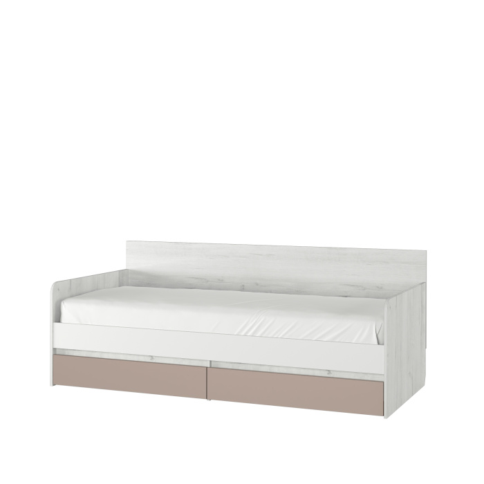 ЗЕФИР № 900.4 Кровать-тахта (Дуб Эльза/Белое сияние, Мокко, Щиты ЛДСП)