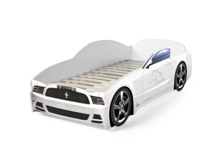 МУСТАНГ LIGHT Детская кровать машина (Белый, Без подсветки дна)