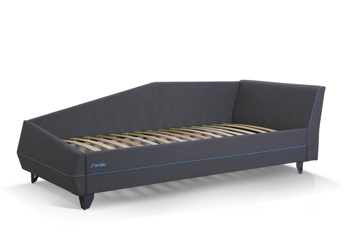 Кровать CARBON ЛАЙТ (Sawana 96 dark grey, Biryza, ЛЕВЫЙ, 1900*900 мм)