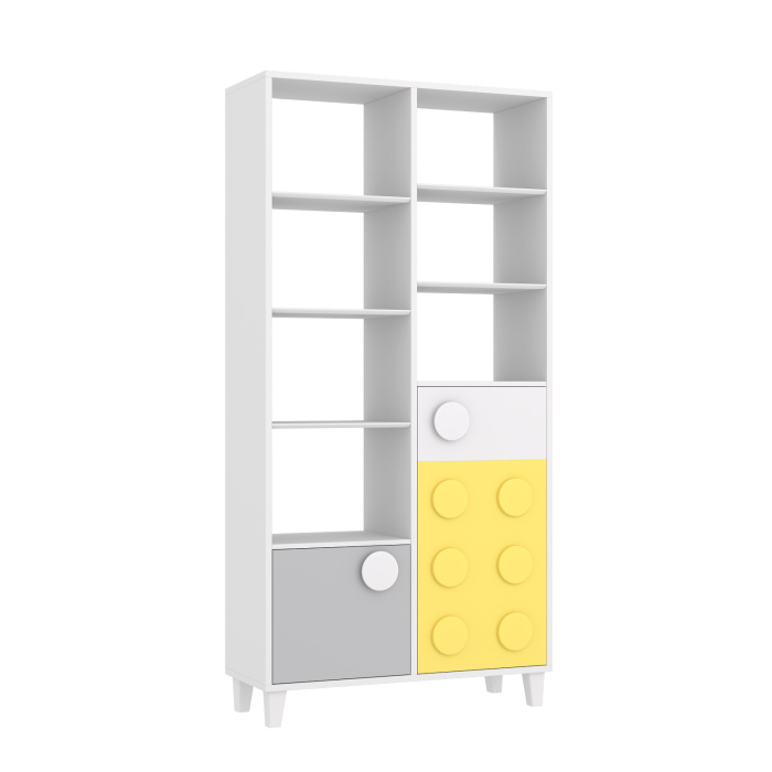 FUN-BOX Шкаф для книг ШК (Белый, СВЕТЛО-СЕРЫЙ/ БЕЛЫЙ/ ЖЕЛТЫЙ)