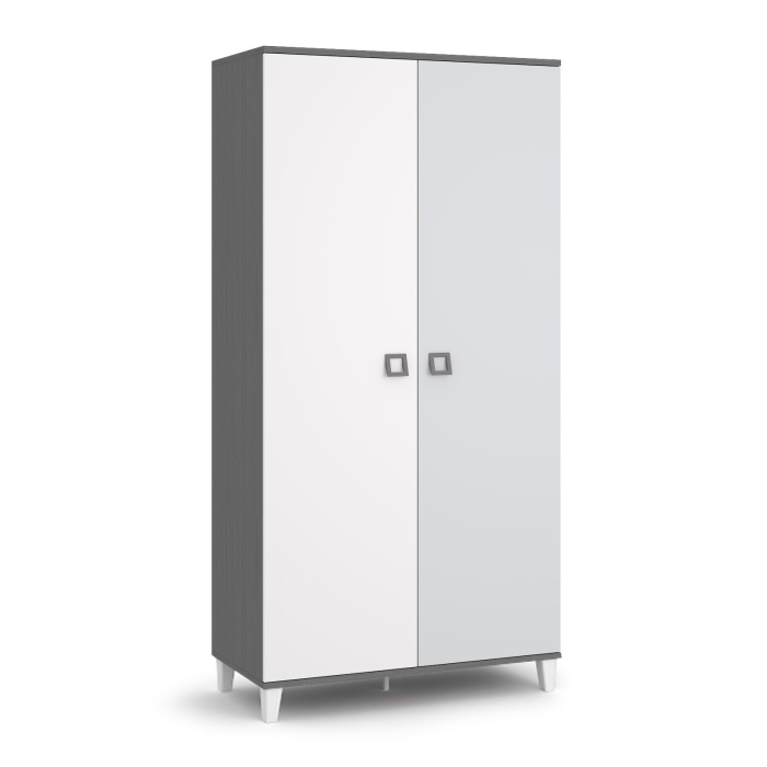 VECTRA Шкаф 2-х дверный Ш2 (СЕРЫЙ ШПОН, СВЕТЛО-СЕРЫЙ / БЕЛЫЙ)