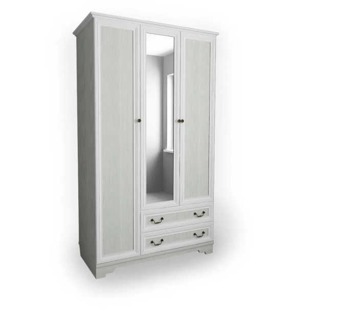 КЛАССИКА Шкаф 3-х створчатый с зеркалом (Рамух белый)