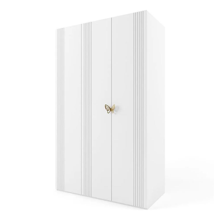 МИШЕЛЬ Шкаф 3х створчатый (БЕЛЫЙ, Бабочка)