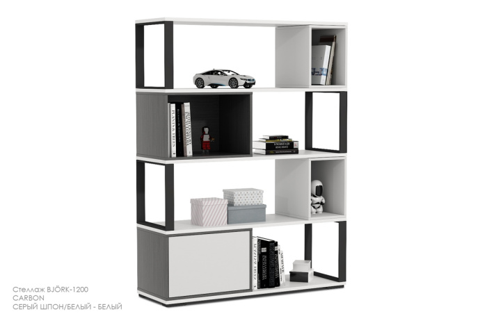 CARBON Стеллаж Бьерг (СЕРЫЙ ШПОН, Белый, 1200) CARBON Стеллаж Бьерг (СЕРЫЙ ШПОН, Белый, 1200)