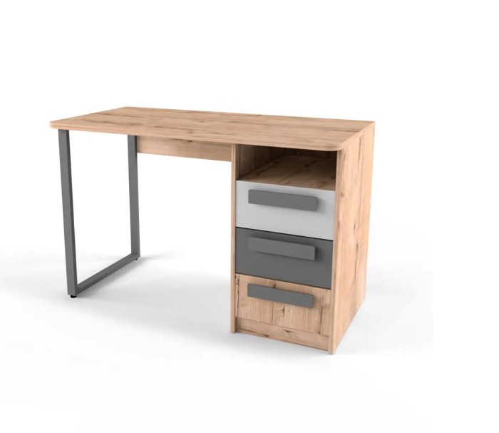 ТВИСТ ЛОФТ Стол с тумбой (Дуб Ирландский/Серый/Темно серый ЛОФТ, Универсальная)