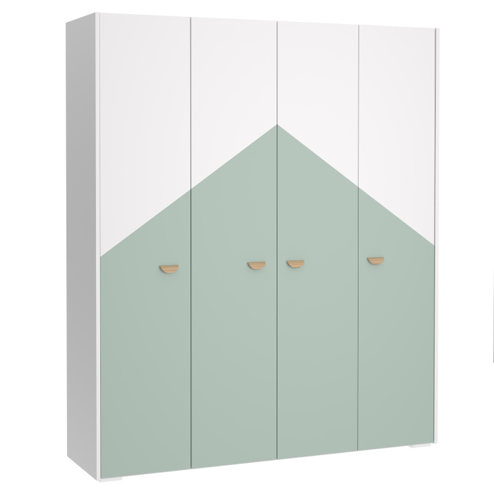 GRETA Шкаф 4-х дверный Ш4 (ДУБ АНДРЕА / БЕЛЫЙ, СЕРО-ЗЕЛЕНЫЙ / БЕЛЫЙ)