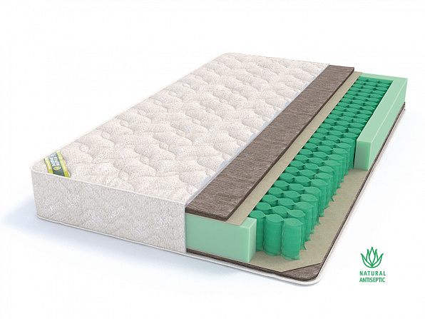 АУРА ГРЕЙС Матрас (Лен ЭКО, льняной трикотаж (эконом), стеганный на синтепоне, Независимый ПБ 140 мм, 1900*1200 мм)