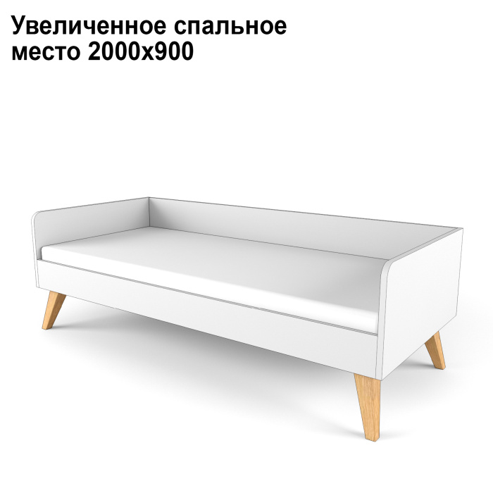 2+2 Кровать большая на ножках (Цвет корпуса Белый, Цвет фасадов Белый, Форма Опоры Диагональ)