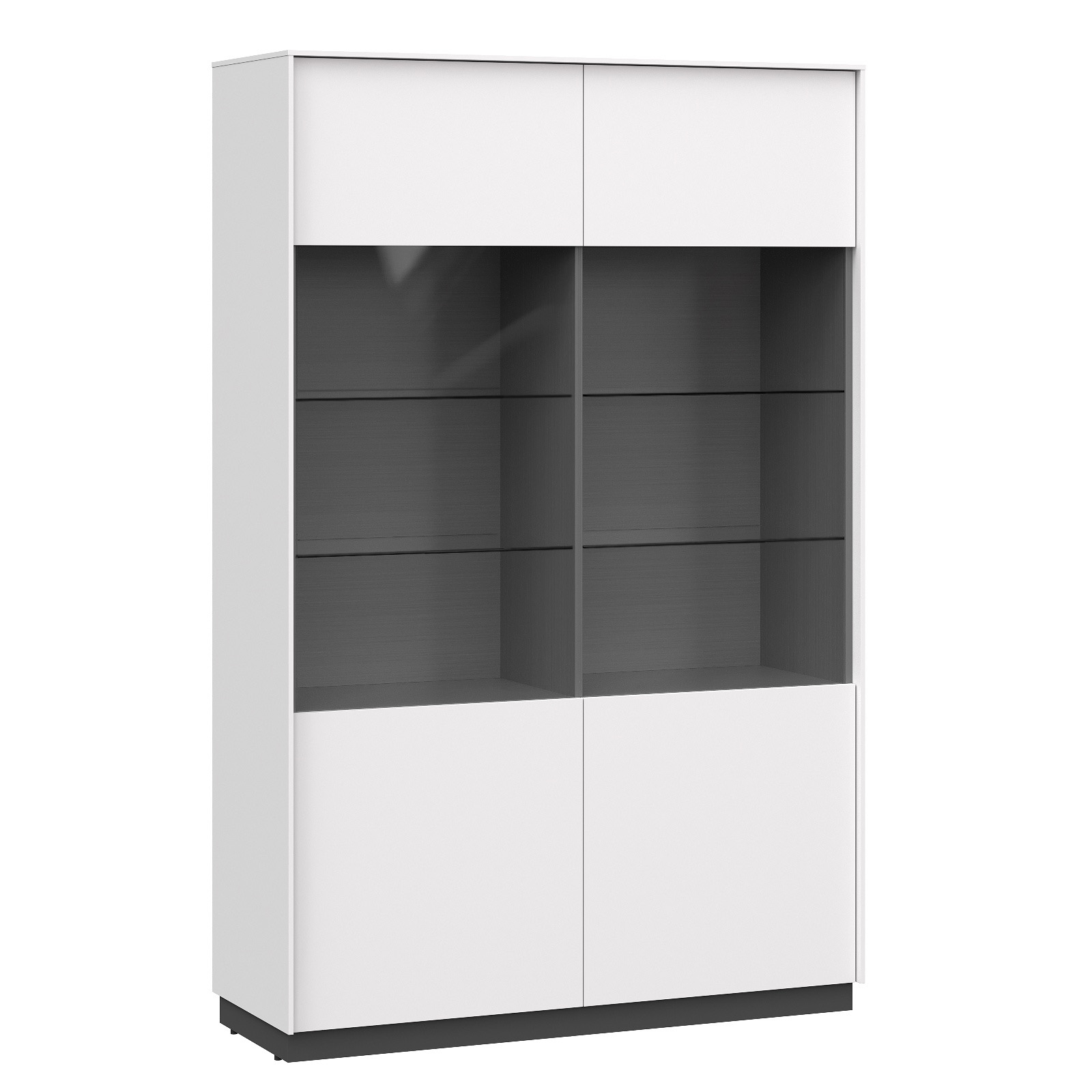 QUATRO Шкаф 2-х дверный со стеклом Ш2.С (БЕЛЫЙ / ЧЕРНЫЙ , БЕЛЫЙ)