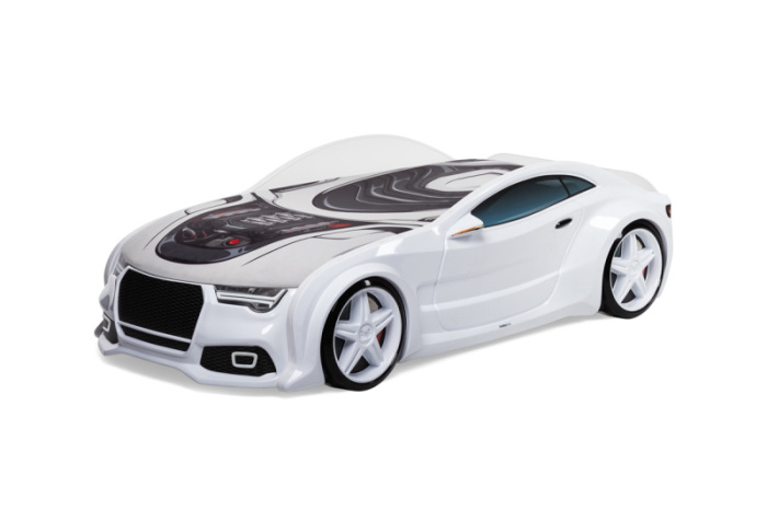NEO AUDI Детская кровать машина (Белый, 3D, Без подсветки фар, Без подсветки дна, Без спойлера)