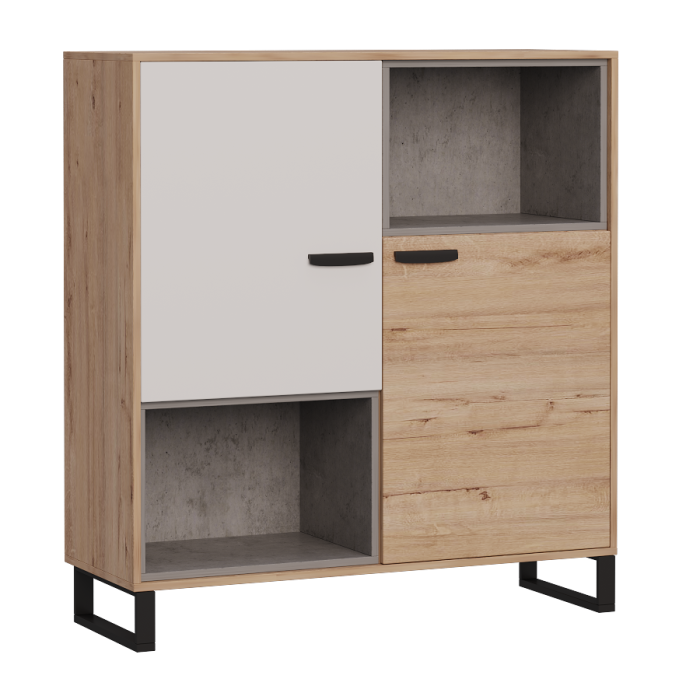LIBERTI Шкаф для Книг ШК (ДУБ ИРЛАНДСКИЙ, ДУБ ИРЛАНДСКИЙ / ЦЕМЕНТ / БЕЛЫЙ)