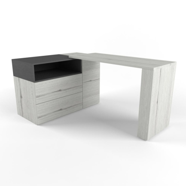 НЬЮТОН ГРЕЙ стол трансформер (Цвет корпуса Дуб Эльза/Темно-серый лофт, Сторона сборки Левая)