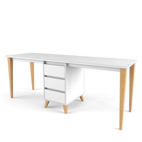 2+2 Стол на два рабочих места (Цвет корпуса Белый, Цвет фасадов Белый, Форма Опоры Диагональ)