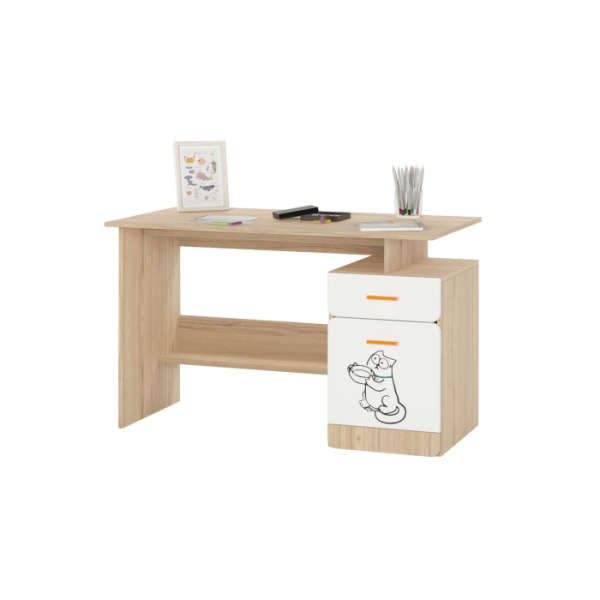 КОТ № 17 Стол письменный (Туя Светлая, Белый, Правая)