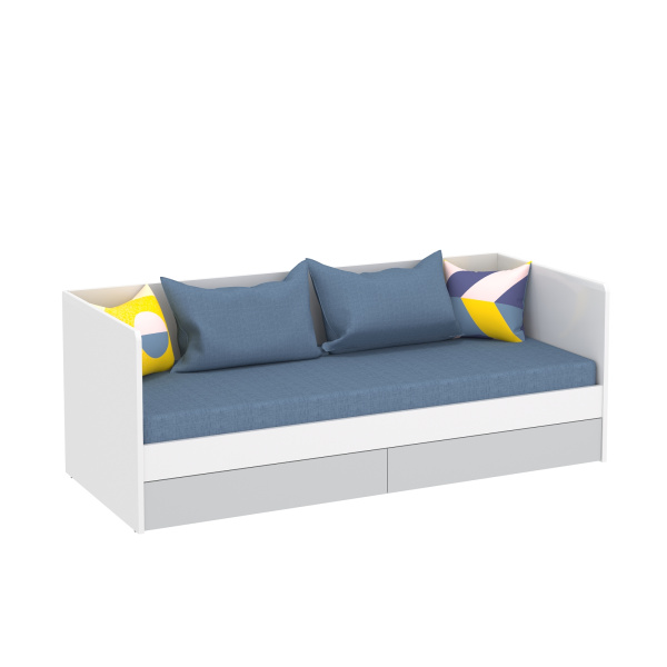 MONO Кровать КР1 (Белый, СВЕТЛО-СЕРЫЙ / БЕЛЫЙ)