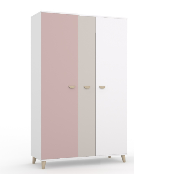 AMELY Шкаф 3-х дверный Ш3.G (БЕЛЫЙ / ВЕЛЮР / ПЕПЕЛЬНАЯ РОЗА)