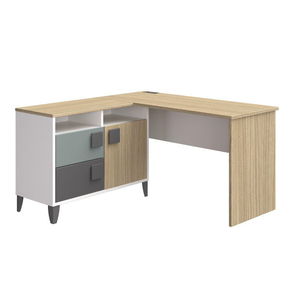 DIMIKA Стол С2 (Белый, СЕРЫЙ / СЕРО-ЗЕЛЕНЫЙ / ДУБ АНДРЕА / БЕЛЫЙ, ЛЕВЫЙ)