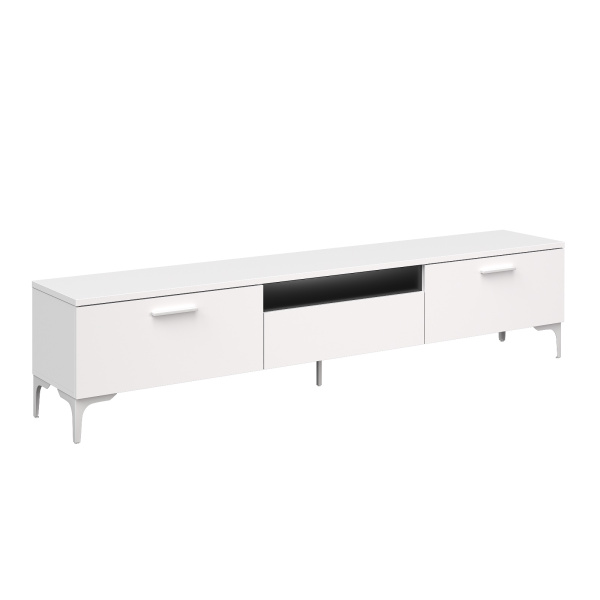 DZEN Тумба под ТВ Т2 (БЕЛЫЙ, БЕЛЫЙ, НА ОПОРАХ)