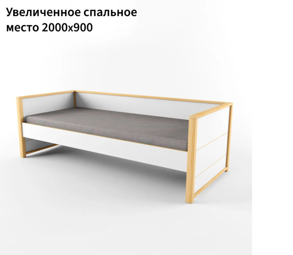 РОБИН ЛАЙТ Кровать нижняя большая (Цвет корпуса Массив Березы, Цвет фасадов Клен/Белый, Сторона сборки Универсальная)