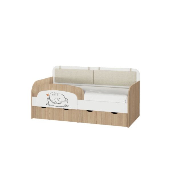 КОТ № 800.4 Кровать-тахта (Туя светлая/Белый, Щиты ЛДСП)