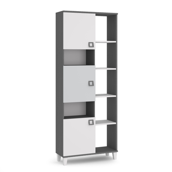 VECTRA Шкаф для книг ШК (СЕРЫЙ ШПОН, СВЕТЛО-СЕРЫЙ / БЕЛЫЙ, Универсальная) VECTRA Шкаф для книг ШК (СЕРЫЙ ШПОН, СВЕТЛО-СЕРЫЙ / БЕЛЫЙ, Универсальная)