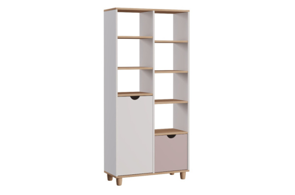 BARNEY Шкаф книжный ШК (БЕЛЫЙ / ДУБ АНДРЕА, РОЗА / БЕЛЫЙ КРАП) BARNEY Шкаф книжный ШК (БЕЛЫЙ / ДУБ АНДРЕА, РОЗА / БЕЛЫЙ КРАП)