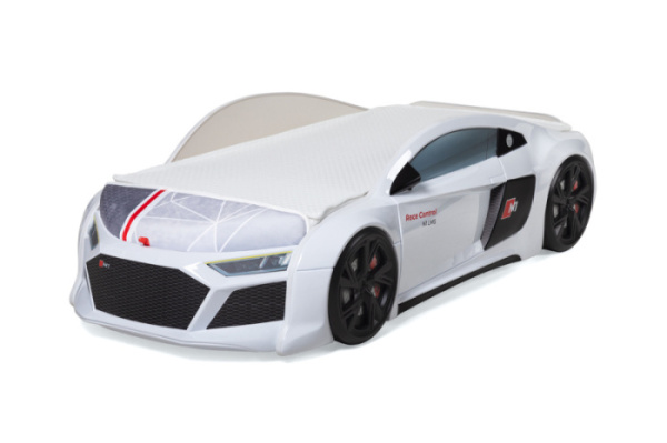 N1 AUDI Детская кровать машина (Белый, Sport 3D, Ортопедическое без матраса, Без подсветки фар, Без подсветки дна, Без спойлера)