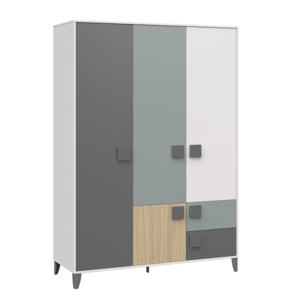 DIMIKA Шкаф 3-х створчатый Ш3 (Белый, СЕРЫЙ / СЕРО-ЗЕЛЕНЫЙ / ДУБ АНДРЕА / БЕЛЫЙ)