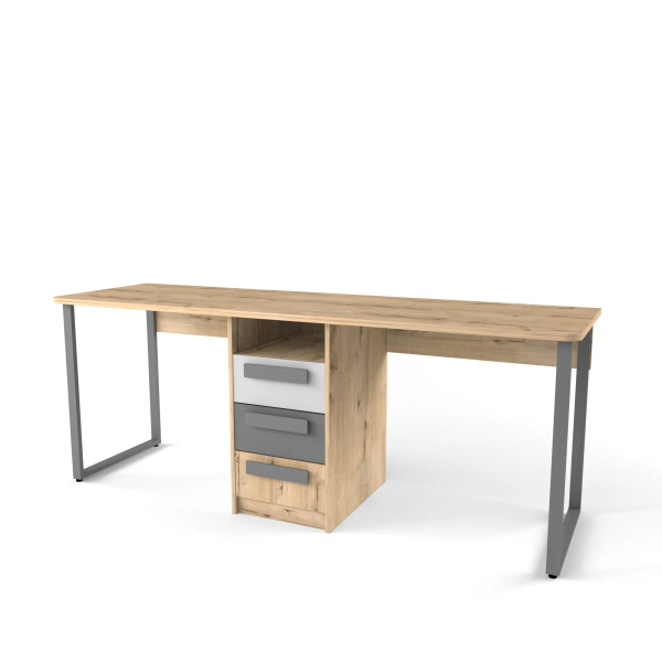 ТВИСТ ЛОФТ Стол на 2 рабочих места (Дуб Ирландский/Серый/Темно серый ЛОФТ)