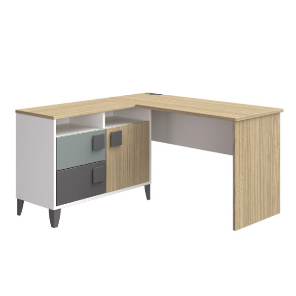 DIMIKA Стол С2 (Белый, СЕРЫЙ / СЕРО-ЗЕЛЕНЫЙ / ДУБ АНДРЕА / БЕЛЫЙ, ЛЕВЫЙ)