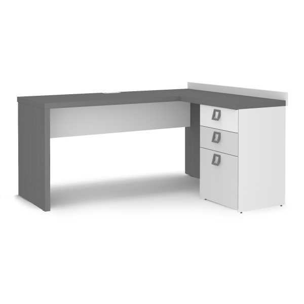 VECTRA Угловой модуль к столу УМ40 (СЕРЫЙ ШПОН, СВЕТЛО-СЕРЫЙ / БЕЛЫЙ, Универсальная)