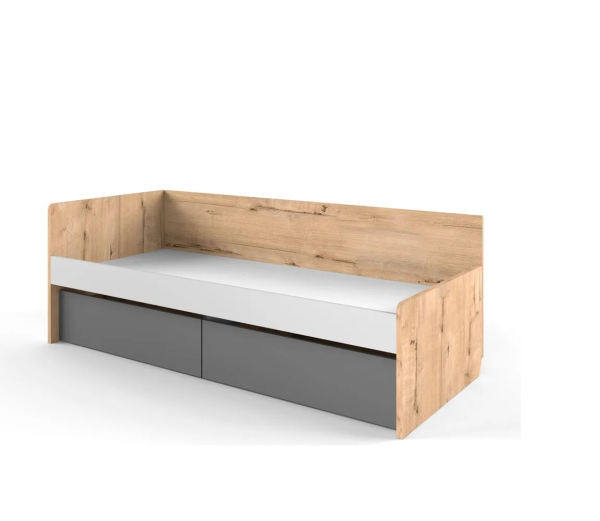 ТВИСТ ЛОФТ Кровать нижняя (Дуб Ирландский/Серый/Темно серый ЛОФТ, Универсальная)