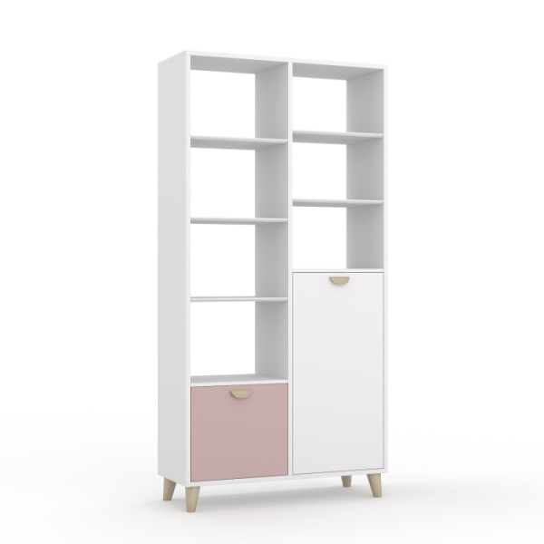 AMELY Шкаф для книг ШК (БЕЛЫЙ / ВЕЛЮР / ПЕПЕЛЬНАЯ РОЗА) AMELY Шкаф для книг ШК (БЕЛЫЙ / ВЕЛЮР / ПЕПЕЛЬНАЯ РОЗА)