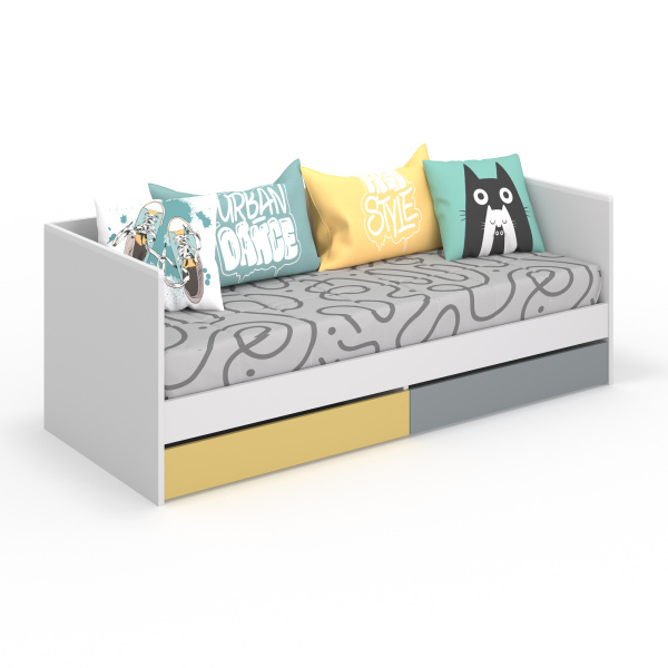 SMARTY Кровать КР1 (Белый,  СЕРО-ЗЕЛЕНЫЙ / САН-ЛЕОН)