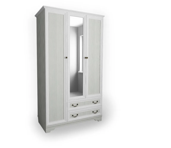 КЛАССИКА Шкаф 3-х створчатый с зеркалом (Рамух белый) КЛАССИКА Шкаф 3-х створчатый с зеркалом (Рамух белый)