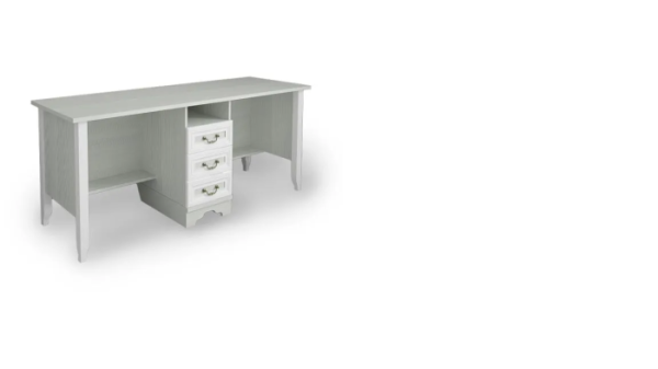 КЛАССИКА Стол на 2 рабочих места (Рамух белый)