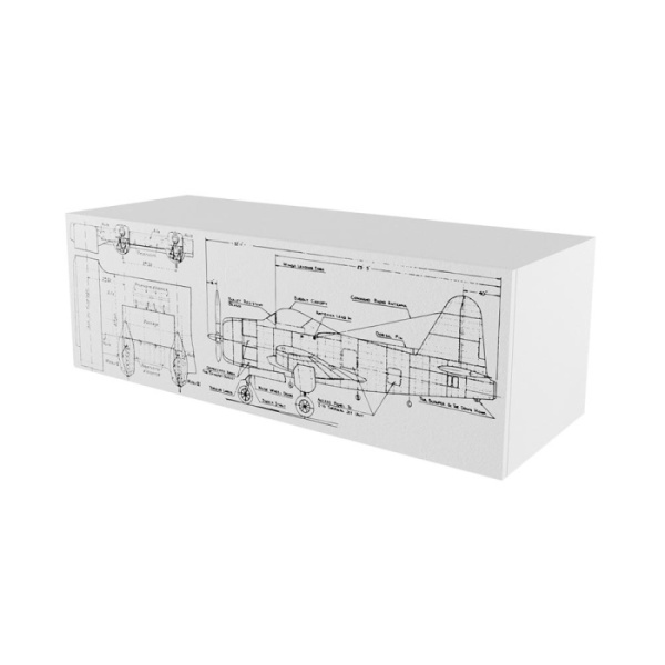 НЬЮТОН ГРЕЙ тумба навесная (Цвет корпуса Белый лофт, Принт Авиатор)