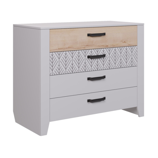 NORDIK Комод К1 (Белый, ДУБ ИРЛАНДСКИЙ / БЕЛЫЙ КРАП / ПРИНТ)