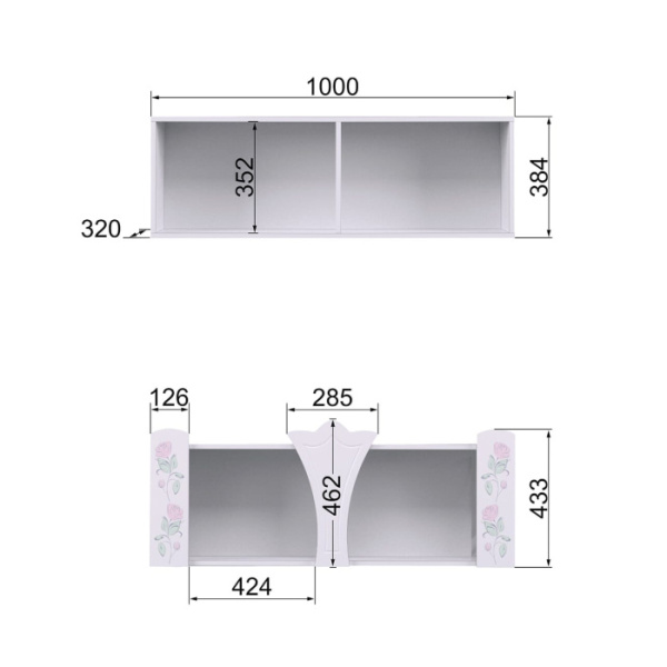 РОЗАЛИЯ № 7 Полка навесная (Белая лиственница, Омела глянец)