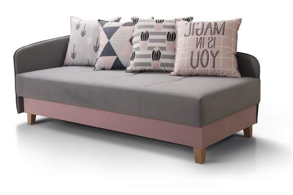 Тахта САНГ (Принт Magic, Newtone grey, Triniti flamingo, Светлое дерево, ПРАВЫЙ)