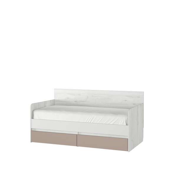 ЗЕФИР № 800.4 Кровать-тахта (Дуб Эльза/Белое сияние, Мокко, Щиты ЛДСП)