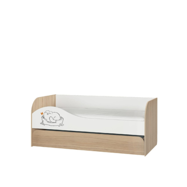 КОТ № 900.1 Кровать (Туя светлая/Белый, Щиты ЛДСП, Левая)