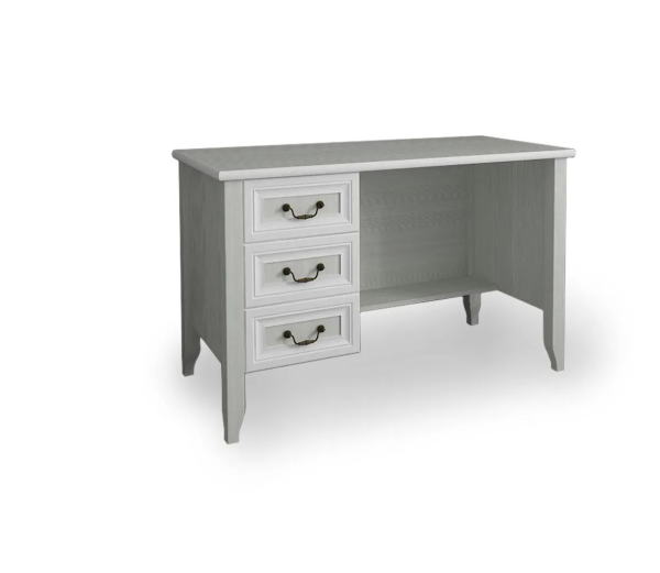 КЛАССИКА Стол с тумбой (Рамух белый, тумба слева)