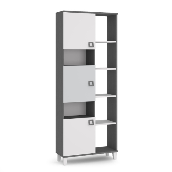 VECTRA Шкаф для книг ШК (СЕРЫЙ ШПОН, СВЕТЛО-СЕРЫЙ / БЕЛЫЙ, Универсальная) VECTRA Шкаф для книг ШК (СЕРЫЙ ШПОН, СВЕТЛО-СЕРЫЙ / БЕЛЫЙ, Универсальная)