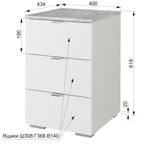 СТК №30 Тумба (Цемент светлый/Белый, Белый)